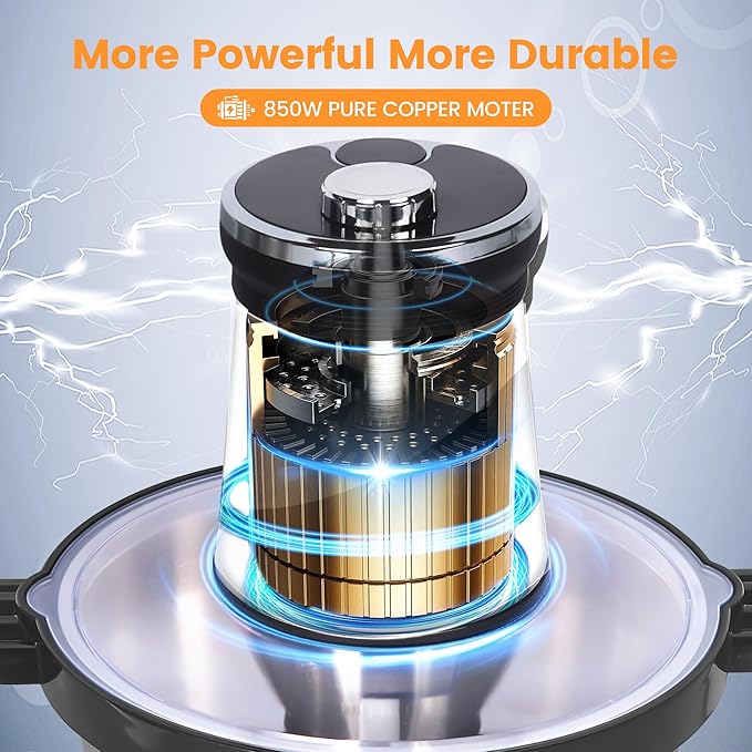 Electric Meat Grinder 850W Food Chopper Food processor with LED timer, with one 16cup stainless steel bowl and 2 sets tri-layers 6 blades cutters