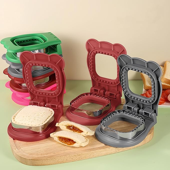 Sandwich Cutter and Sealer, Decruster Sandwich Maker for kids lunch Uncrustable Sandwich Maker,Easy for School Lunchbox and Bento Box Square - Grey