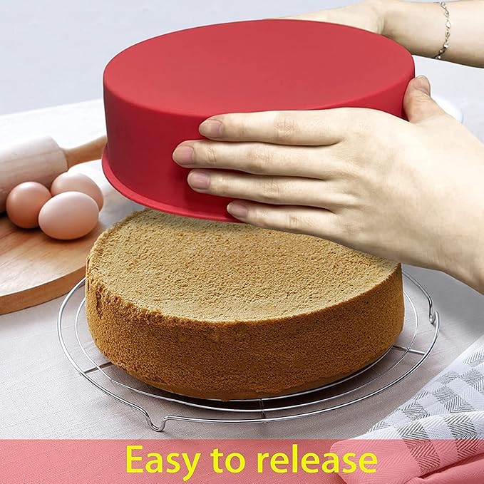 Heart Shaped Cake Pans, 3pcs 6 Inch Silicone Cake Pan for Baking, Heart Molds Silicone Non-Stick Quick Release Suitable, Easy Clean