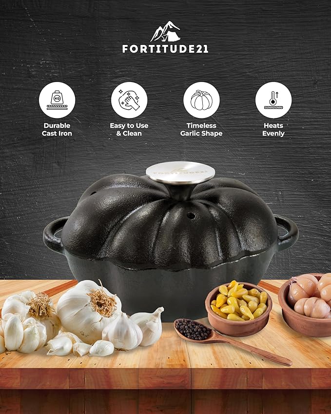 Cast Iron Garlic Roaster, Smoker Roaster, Garlic Roaster Oven, Garlic Baker, Garlic Roasting Pot, Potato Baker, Garlic Cooker, Stove Steamer, Indoor Brisket Smoker