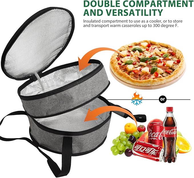 Aufind 12" 2 Pack Pie Carrier with Lid and Insulated Food Carrying Case Bag, Reusable Food Storage Containers for Pies, Cheesecake, Pizza, Nuts Fruit