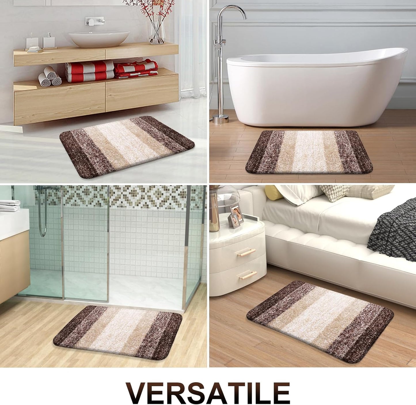 OLANLY Bathroom Runner Rugs 47x17, Extra Soft Absorbent Microfiber Bath Rugs, Rubber Backing, Quick Dry, Machine Washable Bath Mats for Bathroom Floor, Tub and Shower, Home Decor Accessories, Brown
