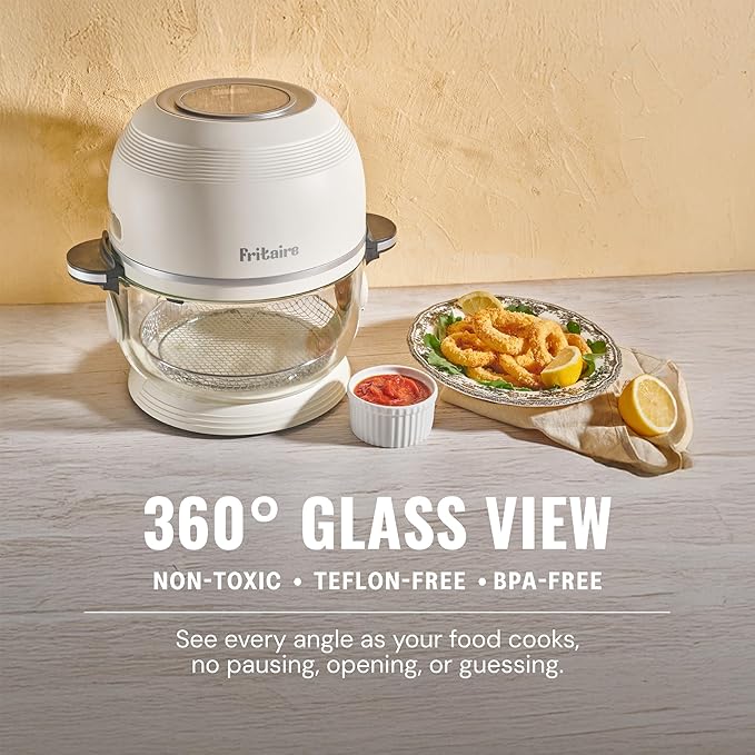 Non Toxic Air Fryer™ - Glass AirFryer 5 Quart w/ 360 Visibility, Self-Cleaning, 400F Vortex Air Fryer for Even Cooking, BPA-Free Teflon Free, 9-in-1 Functions, Rotisserie, Roast, Bake, Cherry