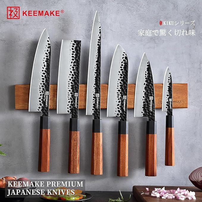 KEEMAKE Paring knife Japanese 4.5 inch Small Kitchen Knife, Japanese 440C Stainless Steel Sharp Fruit Knife with Octagonal Wood Handle Utility Knives