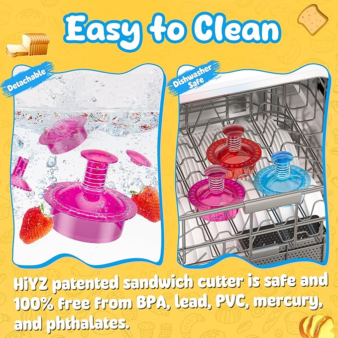 Sandwich Cutter and Sealer Cut and Seal Sandwich Maker, Crustless Peanut Butter & Jelly Sandwich Cookie Cutter (Translucent Pink Round)