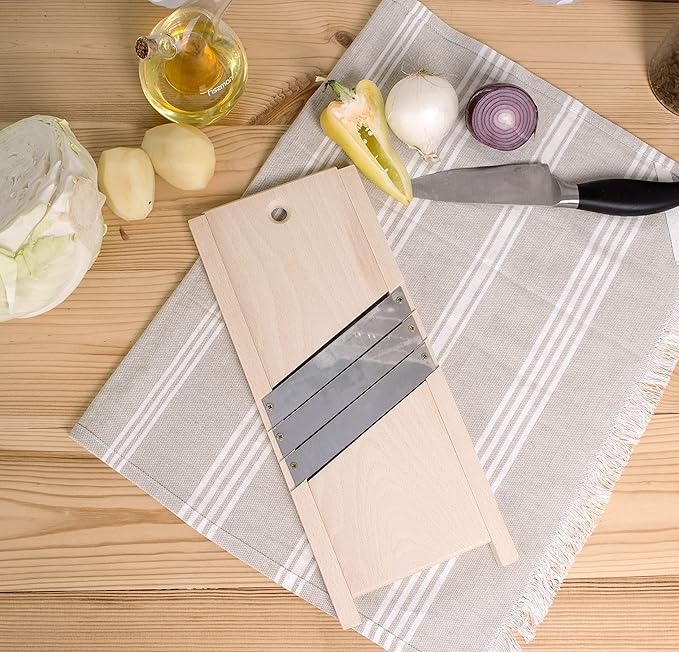 Wooden Cabbage Shredder for Coleslaw and Sauerkraut (12.9x5.9 in) - Cabbage Grater for Coleslaw and Sauerkraut - Slaw Slicer Cutter Maker