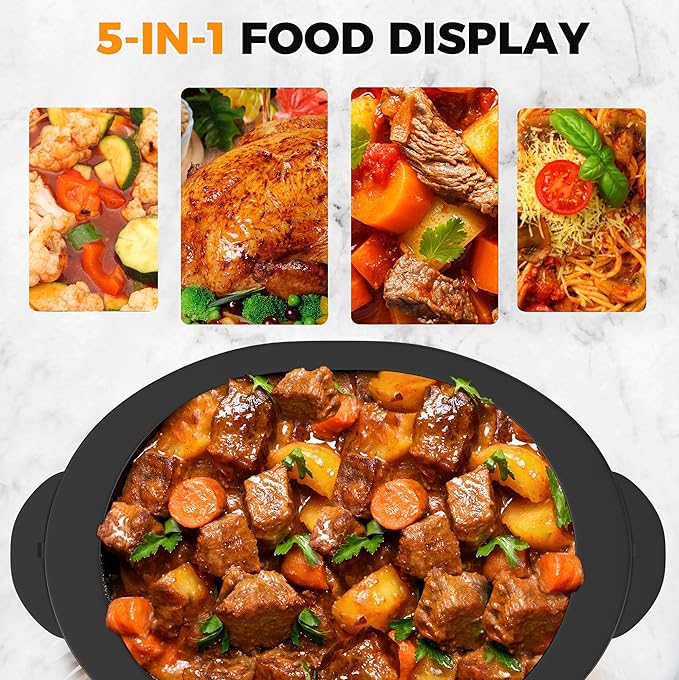 8 QT Electric Roaster Oven with Self-Basting Lid, Turkey Roaster Oven with Defrost Warm Function, Removable Pan and Rack, Stainless Steel White