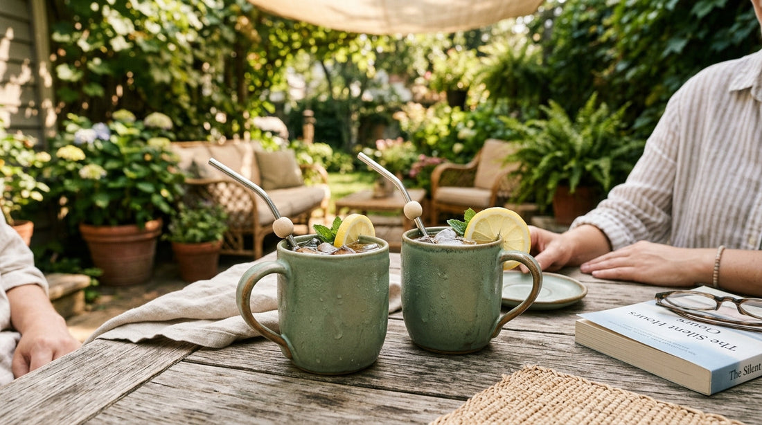 The Afternoon Slow-Down: Iced Tea in Sage Green Mugs