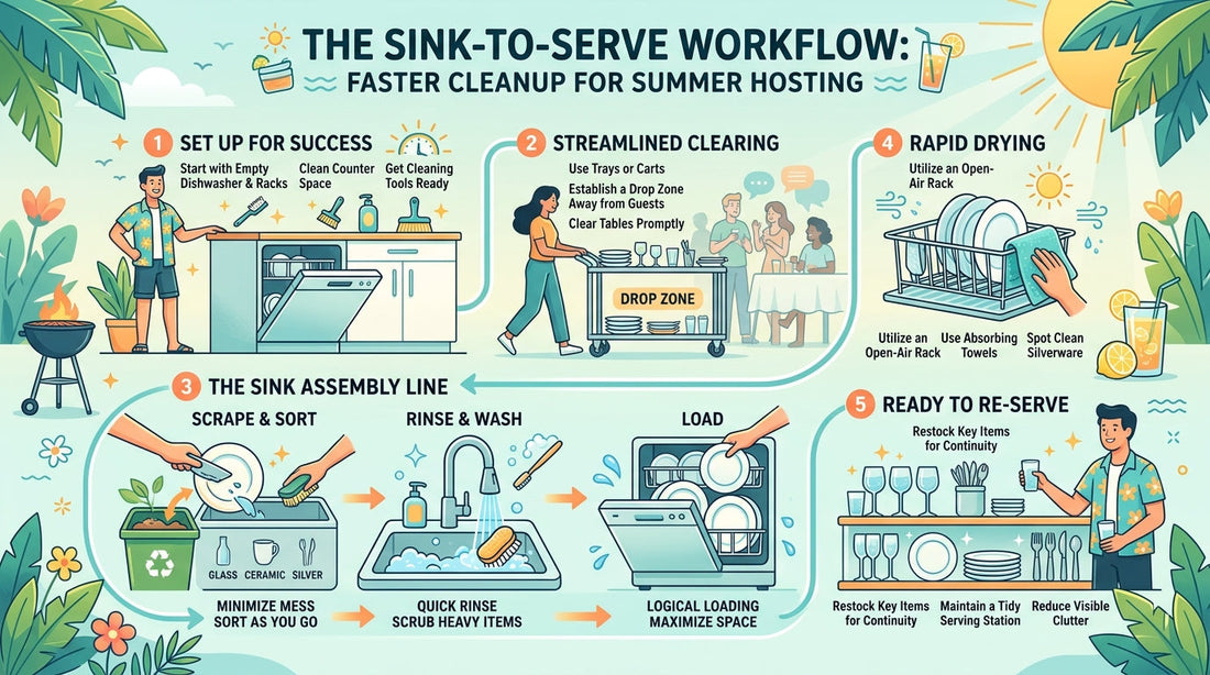 The Sink-to-Serve Workflow: Faster Cleanup for Summer Hosting
