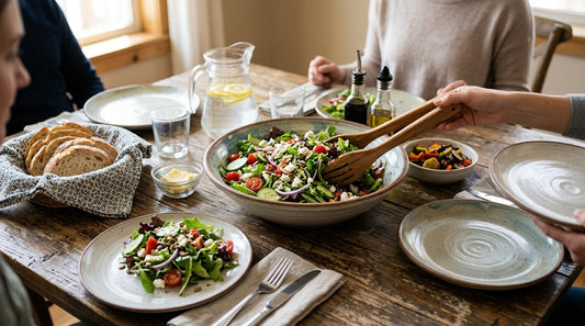 Serving Salads Family-Style: Bowls, Tongs, and Table Balance
