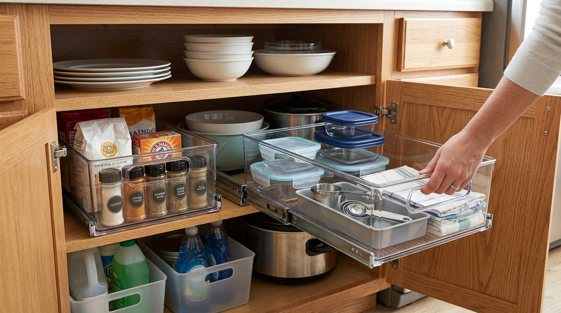Deep Cabinet Hacks: Organizing Your Lower Shelves with Pull-out Bins