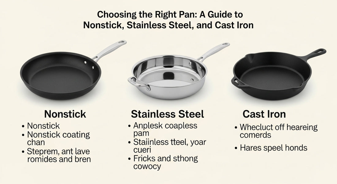 Nonstick, Stainless, or Cast Iron? Choosing the Right Pan for Your Cooking Style
