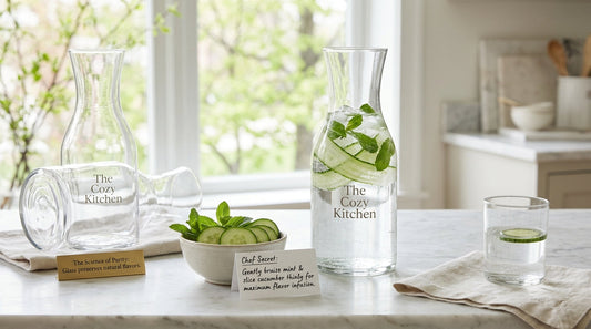 The Essence of Hydration: Refreshing Cucumber and Mint in Glass Carafes