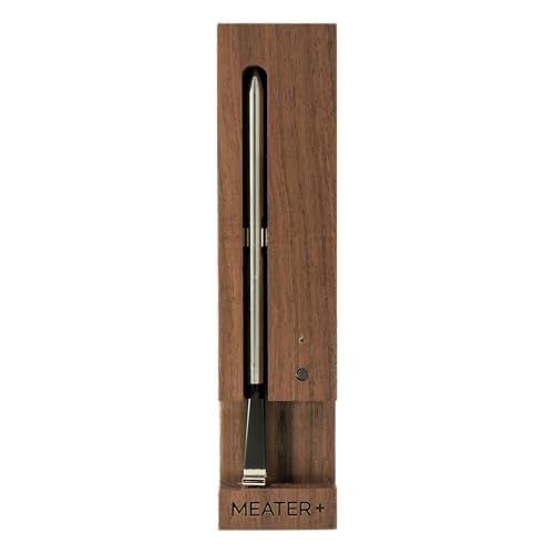 MEATER Plus: Smart Bluetooth Wireless Meat Thermometer Digital (Walnut) | BBQ, Grill, Oven, Smoker, Air Fryer, Kitchen | Perfect for Steak, Chicken, Turkey, and More | Delicious Recipes in App