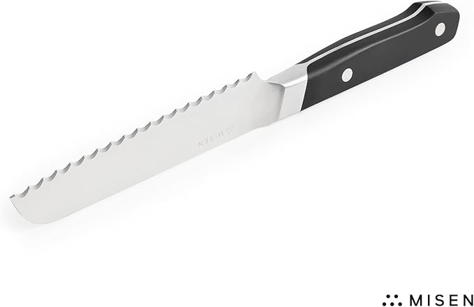 Misen Serrated Bread Knife – High-Carbon Japanese AUS8 Steel – Effortless Slicing of Bread, Pastries, and Fruits – Razor-Sharp Edge and Durable Blade with Ergonomic Handle - 5", Black