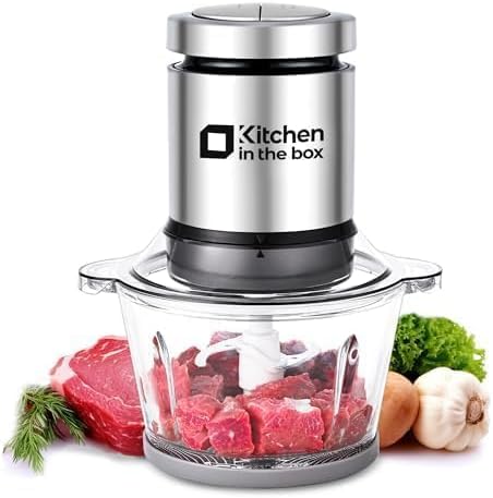 Kitchen in the box Mini Food Processor, Electric Meat Grinder & Food Chopper with 400W Powerful Veggie Chopper-One 3 Cup Bowl & S Blades for Meat/Fish/Vegetable/Baby Food