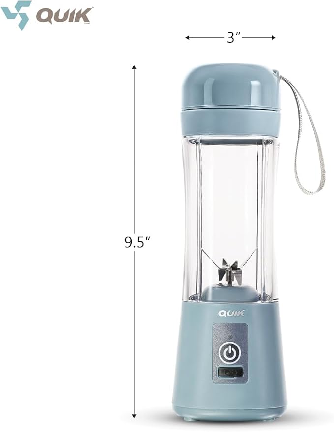 Portable Blender - Cordless 13oz. Personal Blender for Shakes and Smoothies, BPA Free, USB-C Rechargeable, Mini juicer for Travel, Leakproof, Powerful Blending, Juicer Cup, Ice Crush (Gray)