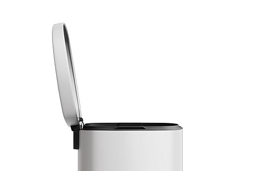 Garvee 13 gal / 50 L Metal Kitchen Trash Can with Lid, Large Rustproof Garbage Can for Kitchen, Step-on Trash Bin with Inner Bucket, Rear Handle, Soft Close Lid, White