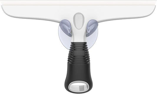 MR.SIGA Multi-Purpose Silicon Squeegee for Window, Glass, Shower Door, Car Windshield, Heavy Duty Window Scrubber, Includes Suction Hook, 10 inch, White & Black, 1 Pack