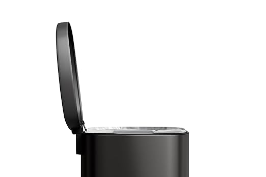 Garvee 13 gal / 50 L Metal Kitchen Trash Can with Lid, Large Rustproof Garbage Can for Kitchen, Step-on Trash Bin with Inner Bucket, Rear Handle, Soft Close Lid, Black