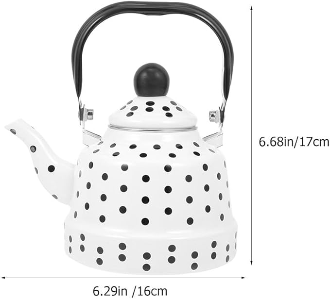 Hemoton Vintage Enamel Tea Kettle Boiling Kettle for Induction Gas and Electric Stovetops Artistic Design Spout for Heating for Tea and Households