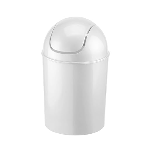 Umbra 1.25 Gallon Mini Waste Can with Removable Swing-Top Lid - Small Garbage Bin for Kitchen, Bathroom, Bedroom, Office - Compact Trash Can Fit Under Tables & Counters - White