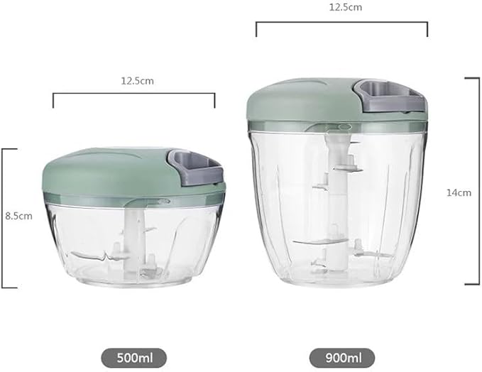 Food Chopper,Garlic Chopper with Container,Vegetable Kitchen Cutter,Pull String Hand Manual Food Processor Sharp Blades Mincer Shredder for Cutting Onions Chili Ginger Seasoning (Green, 900ml)