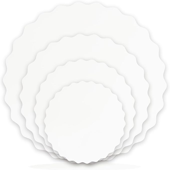 qiqee 10 Inch White Wave Cake Boards Round 15-Packs Circles Rounds Base Food-Grade Cardboard Wave Cake Plate（Thinner But Stronger）