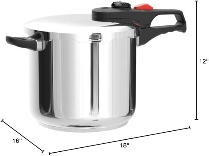 Magefesa Practika Plus 8-Quart Stainless Steel Pressure Cooker, Suitable for All Types of Stovetops, 5-Layer Heat Diffuser Bottom, 5 Safety Systems, Even Heat Distribution