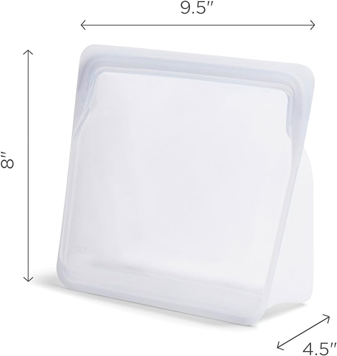 Stasher Premium Silicone Reusable Food Storage Stand-Up Bag Mega, Clear, Microwave, Sous Vide, Dishwasher, Oven and Freezer Safe, BPA Free, Leak-free, Eco-friendly, 104 Oz