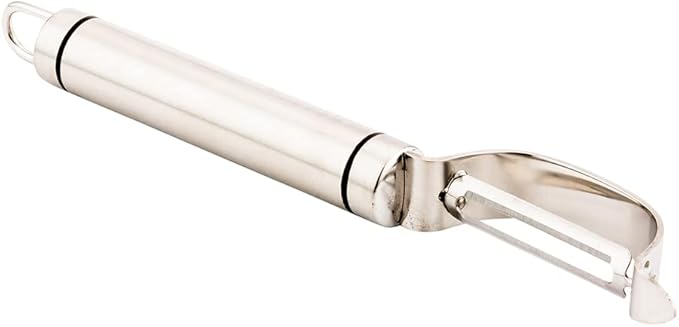 Restaurantware Met Lux 7.5 Inch Vegetable Skin Peeler 1 Double-Sided Carrot Peeler - Non-Slip Grip Hanging Loop Stainless Steel Potato Peeler Dishwasher-Safe For Apples And Cucumbers