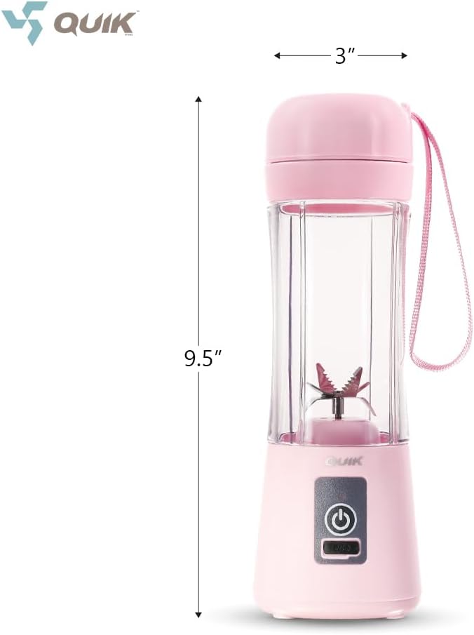 Portable Blender - Cordless 13oz. Personal Blender for Shakes and Smoothies, BPA Free, USB-C Rechargeable, Mini juicer for Travel, Leakproof, Powerful Blending, Juicer Cup, Ice Crush (Pink)