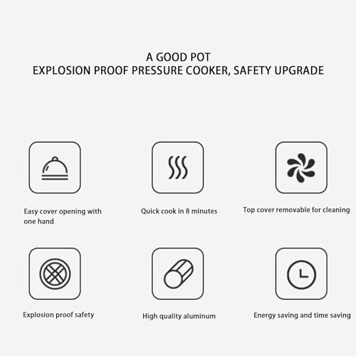 Pressure Cooker, 3/4 / 5 Liters Aluminum Explosion Proof Pressure Canner for Home and Commercial Use, with Easy Opening & Closing Lid for Gas, Electric, or Flat Top Stoves (5L)