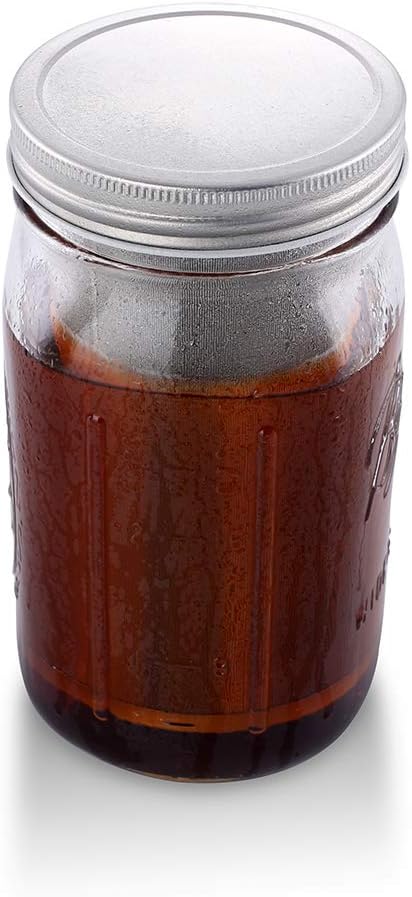 MODERNJOE'S Premium Infuser Cold Brew Coffee Maker for 2 Quart Wide Mouth Mason Jars. Cold Brew Coffee Filter. Iced Coffee and Tea. Heavy Duty Gauge 100 Micron Mesh 304 Stainless Steel