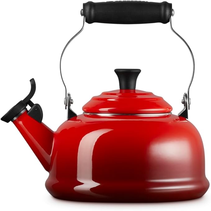 Le Creuset Enamel On Steel Whistling Tea Kettle, 1.7 qt., Cerise