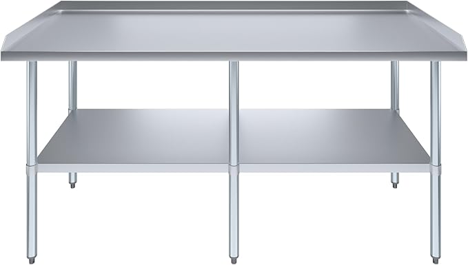 AmGood Commercial Work Table with Backsplash and Sidesplashes | Height: 35" | Stainless Steel Prep Table for Kitchen, Restaurant, Garage, Laundry | NSF (72" Long x 30" Deep)