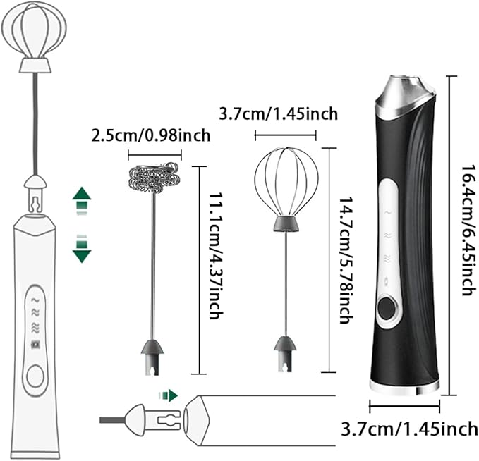 Rechargeable Milk Frother Handheld For Coffee,3 Speeds Frother Wand With Stand, Batidora De Mano Electrica,Coffee Frother With 2 Heads,Drink Mixer Electric Handheld,Kitchen Essentials (White 1)