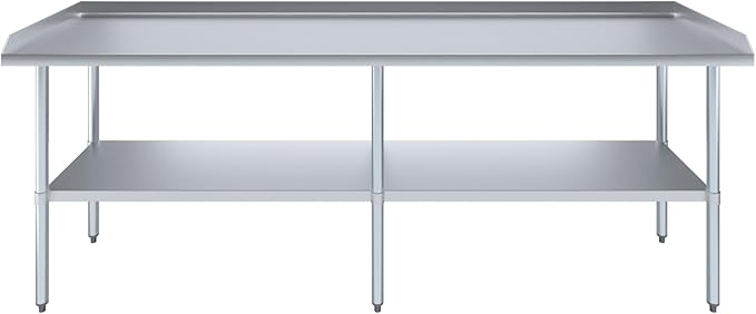 AmGood Commercial Work Table with Backsplash and Sidesplashes | Height: 35" | Stainless Steel Prep Table for Kitchen, Restaurant, Garage, Laundry | NSF (96" Long x 24" Deep)