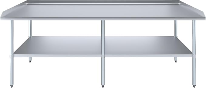 AmGood Commercial Work Table with Backsplash and Sidesplashes | Height: 35" | Stainless Steel Prep Table for Kitchen, Restaurant, Garage, Laundry | NSF (96" Long x 30" Deep)