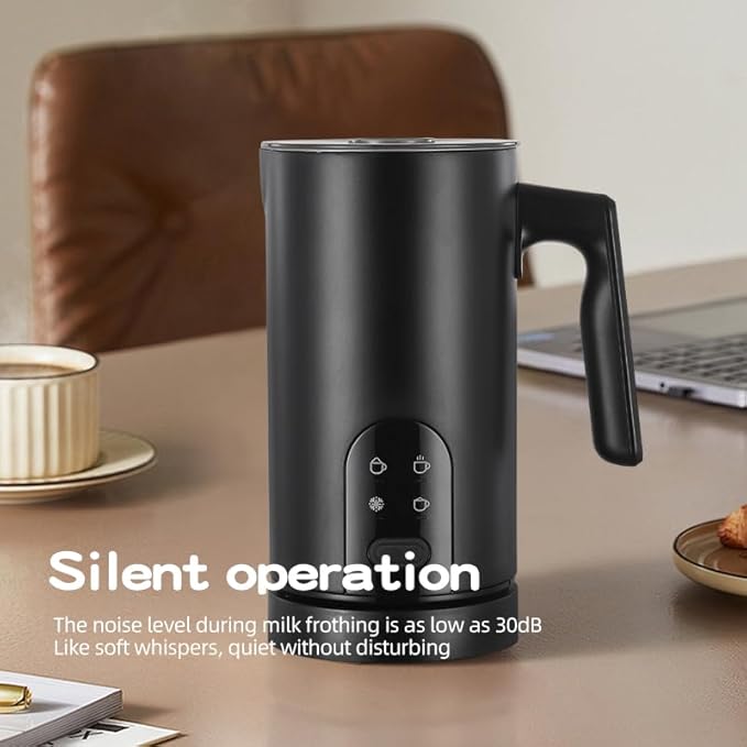 Milk Frother, 4-in-1 Milk Frother and Steamer, 13.5oz/400ml Automatic Hot and Cold Foam Maker and Milk Warmer, Electric Frother for Coffee, Latte, Cappuccino, Macchiato, Matcha(Black)