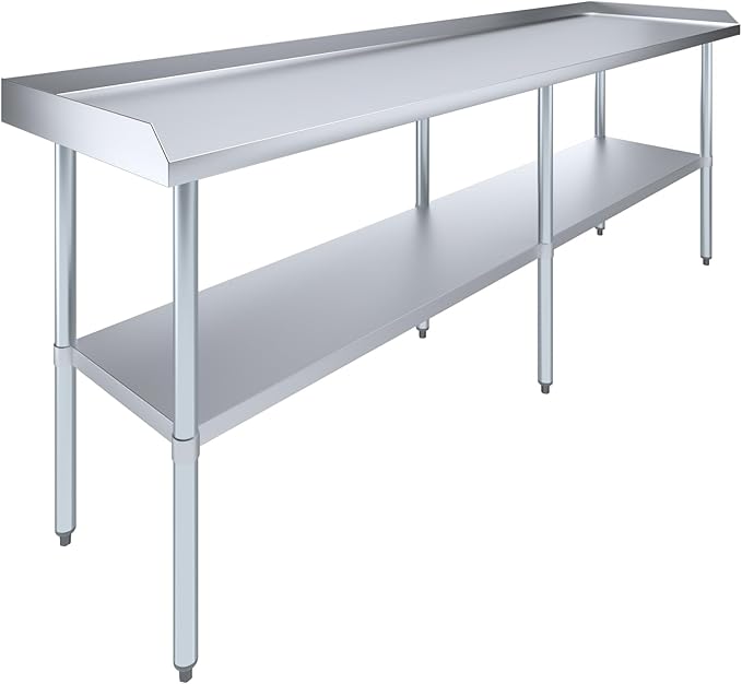 AmGood Commercial Work Table with Backsplash and Sidesplashes | Height: 35" | Stainless Steel Prep Table for Kitchen, Restaurant, Garage, Laundry | NSF (96" Long x 24" Deep)