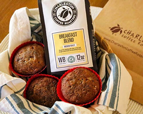 Charleston Coffee Roasters | Specialty Organic Whole Bean Coffee | Hand Picked, Premium Slow Roast | (Breakfast Blend, Medium Roast) 12oz