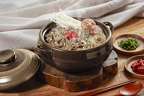 Dolsot Korean Stone Bowl Clay Pots For Cooking Korean Pot Ceramic Cooking Pot Korean Stone Bowl Onggi Kimchi Stone Donabe Crazy Claypot Ttukbaegi With Lid 뚝배기 (large 34oz)