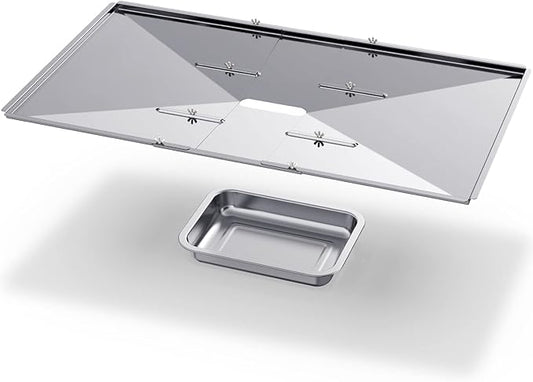Geesta Grill Grease Tray Set, Stainless Steel Grill Replacement Parts, 27" - 30" Adjustable Grill Drip Pans Fit for Gas Grill from Dyna Glo, Nexgrill, Backyard Grill, Expert, BHG, Kenmore and More