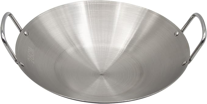MDEOOSKY 26cm/10.23in Wok Thickened Stainless Steel Wok Pan Dual-Handled Frying Pan for Chinese Style Stir-Fry, Restaurant, Stove Top