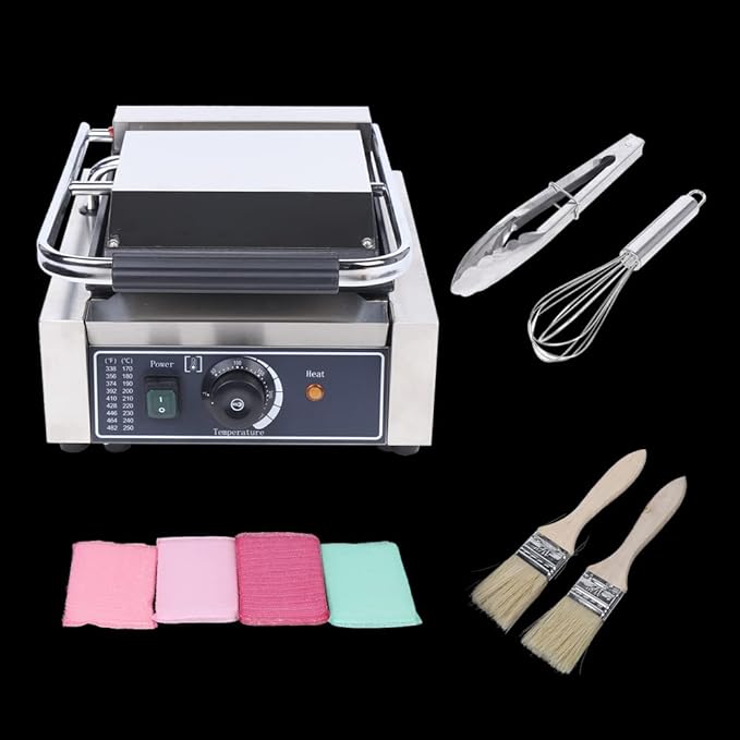 Panini Press Sandwich Maker, 1800W Indoor Electric Press Grill, Temperature Adjustable Sandwich Making Machine, Stainless Steel Versatile Grill for Small Kitchen, Dormitory, Office, Restaurant