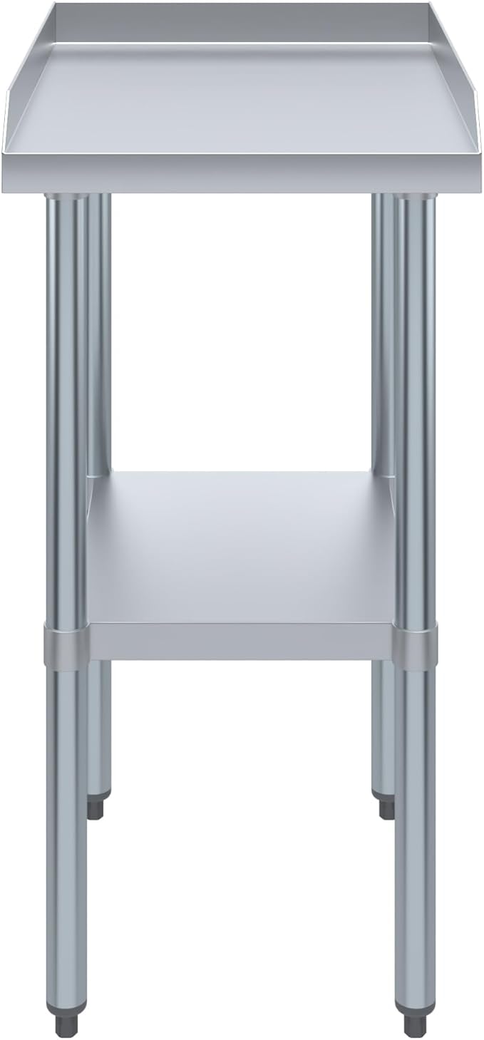 AmGood Commercial Work Table with Backsplash and Sidesplashes | Height: 35" | Stainless Steel Prep Table for Kitchen, Restaurant, Garage, Laundry | NSF (18" Long x 24" Deep)