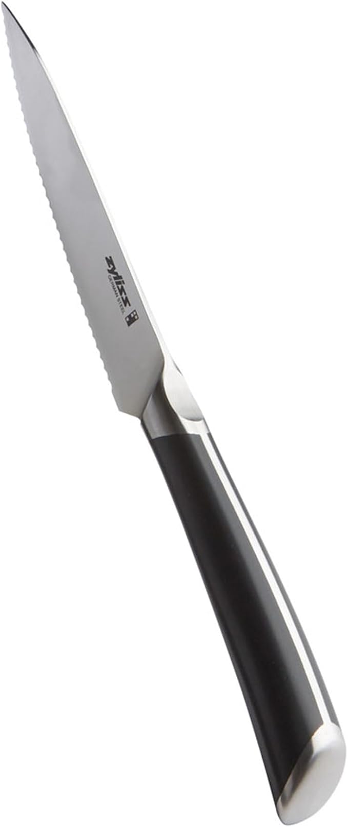 Zyliss Comfort Pro Serrated Paring Knife - Full Tang Vegetable & Bread Knife - Ice Hardened Stainless Steel Serrated Knife - Cutlery with Antibacterial Handle - Black/Stainless Steel - 4.5 Inches