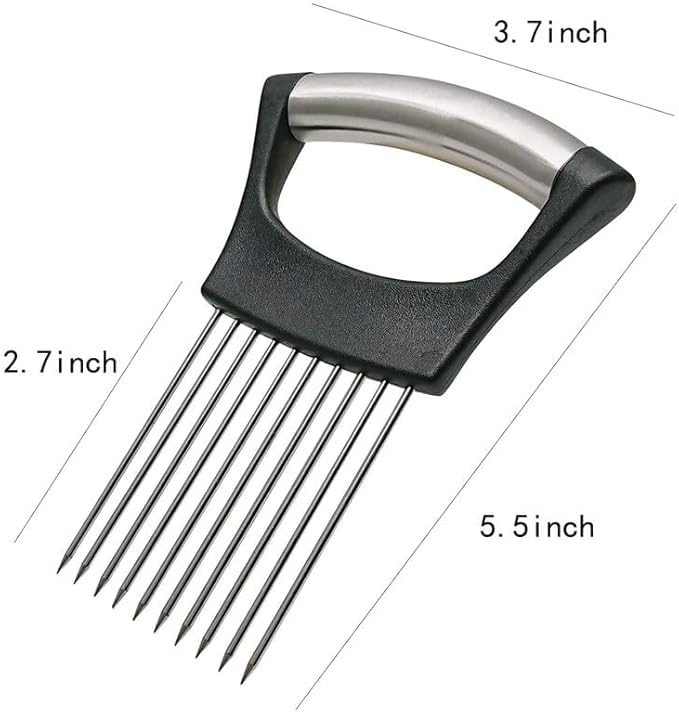 Ultra Onion Slice Holder, Stainless Steel Holder for Slicing Meat, Onion, Potato, Tomato - 2 Pack