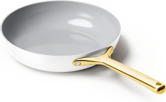 Caraway Nonstick Ceramic Frying Pan (2.7 qt, 10.5") - Non Toxic, PTFE & PFOA Free - Oven Safe & Compatible with All Stovetops (Gas, Electric & Induction) - White